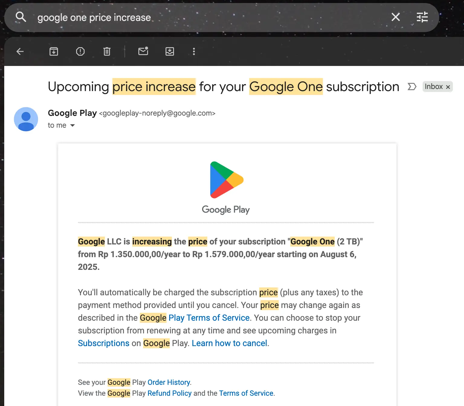 google one price increase